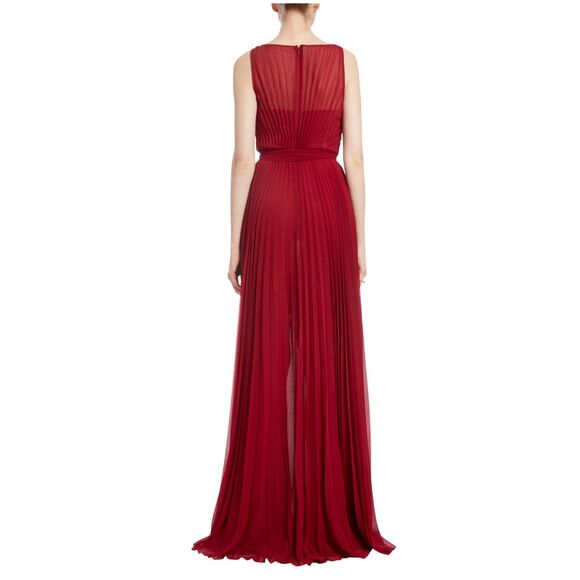 Badgley Mischka Sleeveless Pleated Georgette Gown US 8 $895 - Picture 3 of 9